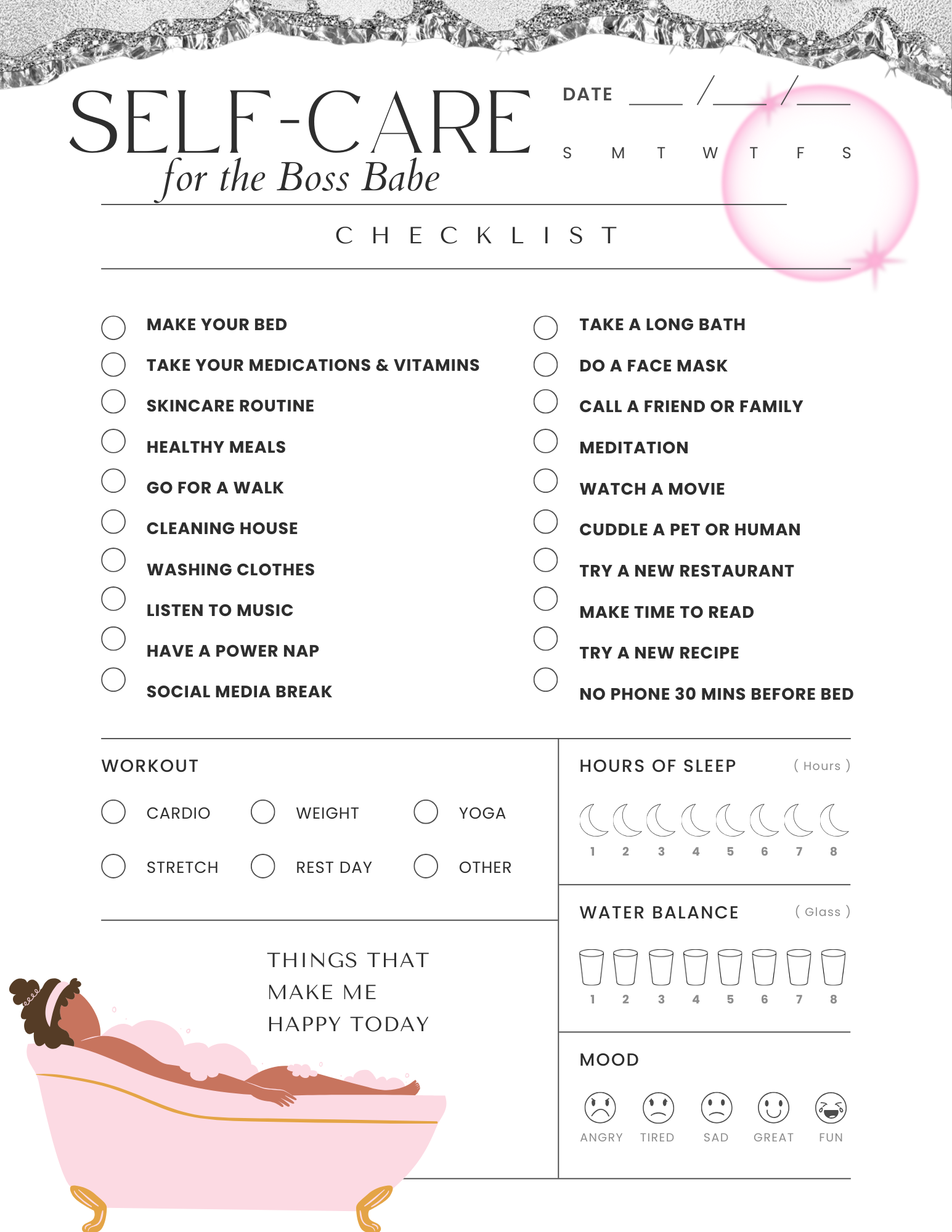 Boss Babe Self Care Guide feminine morning routine setup