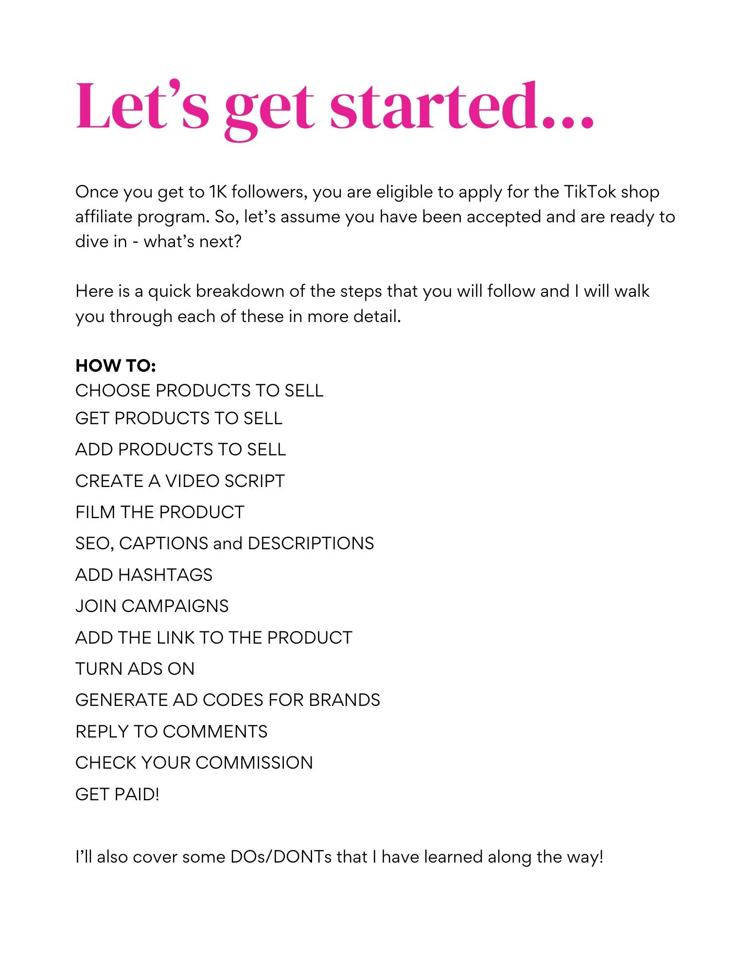 Tik Tok Shop Affiliate Guide for earning affiliate commissions